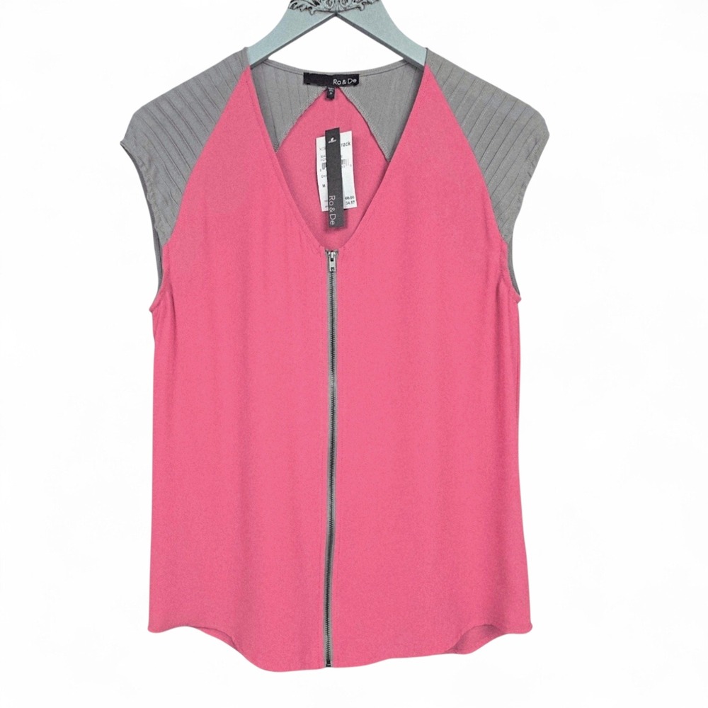 Ro & De Dusty Pink Full-length Front Zipper Blouse Size Medium‎ - New!